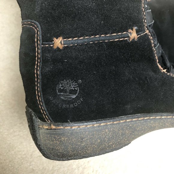 TIMBERLAND MOORLAND Tall Boots Lace Up Zip Black Suede Leather Size 8M - Picture 8 of 12